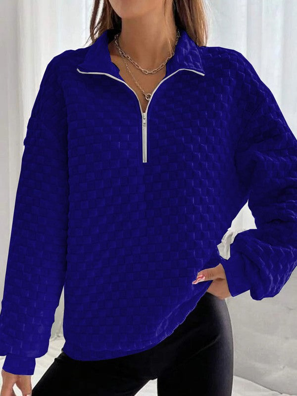 Textured half zip sweatshirt