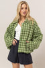 HYFVE Tweed Plaid Button Up Collared Neck Jacket