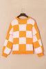 Women Checkered Bishop Sleeve Sweater