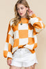 Women Checkered Bishop Sleeve Sweater