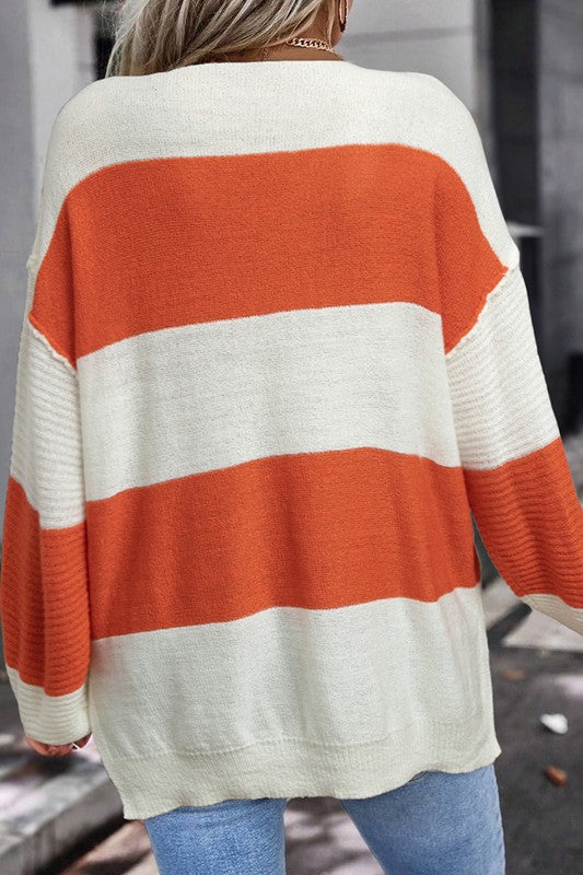 Women Color Block Drop Shoulder Sleeve Sweater