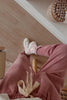 Rose Tan Lace Drawstring Pullover Hoodie and High Waist Pants Corduroy Suit