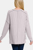 Zenana Texture Exposed Seam V-Neck Long Sleeve T-Shirt