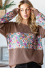 Heimish Camel Ribbed Solid Floral Long Sleeve Top