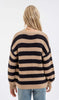Taupe and Black Stripe Long Sleeve Knit Pullover