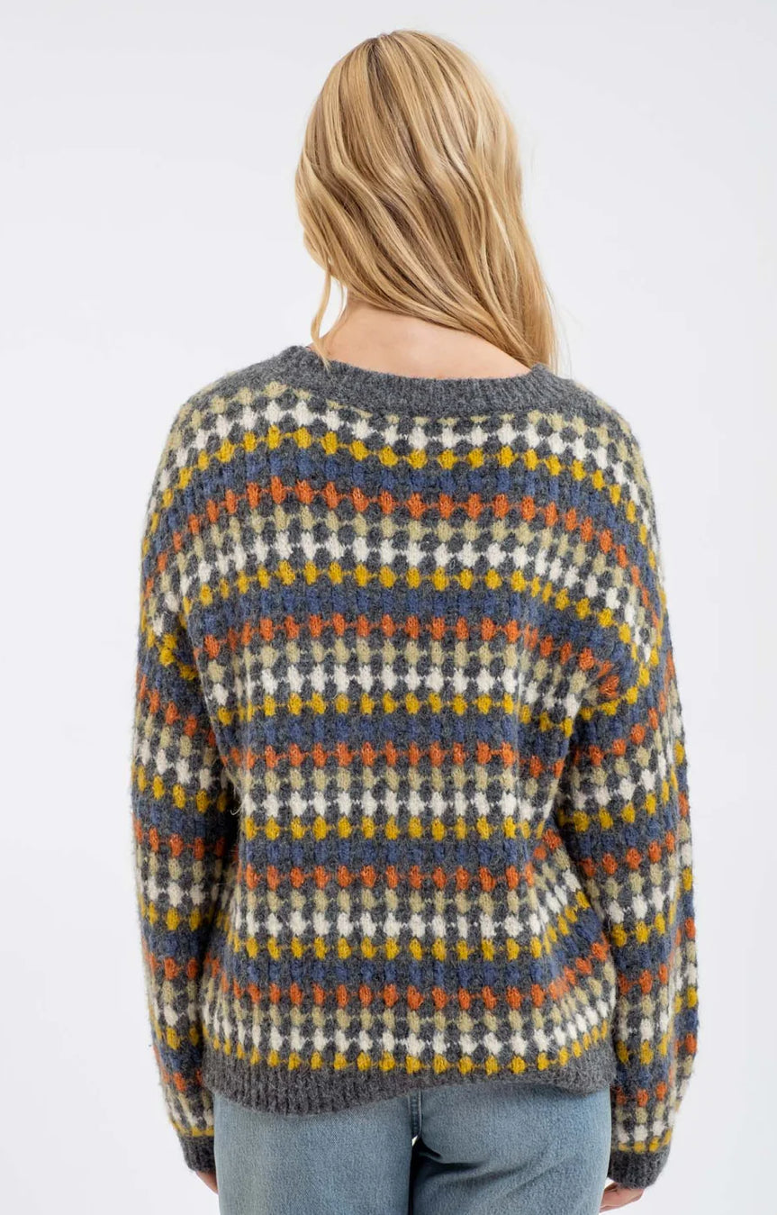 Charcoal Multicolor Knit Sweater