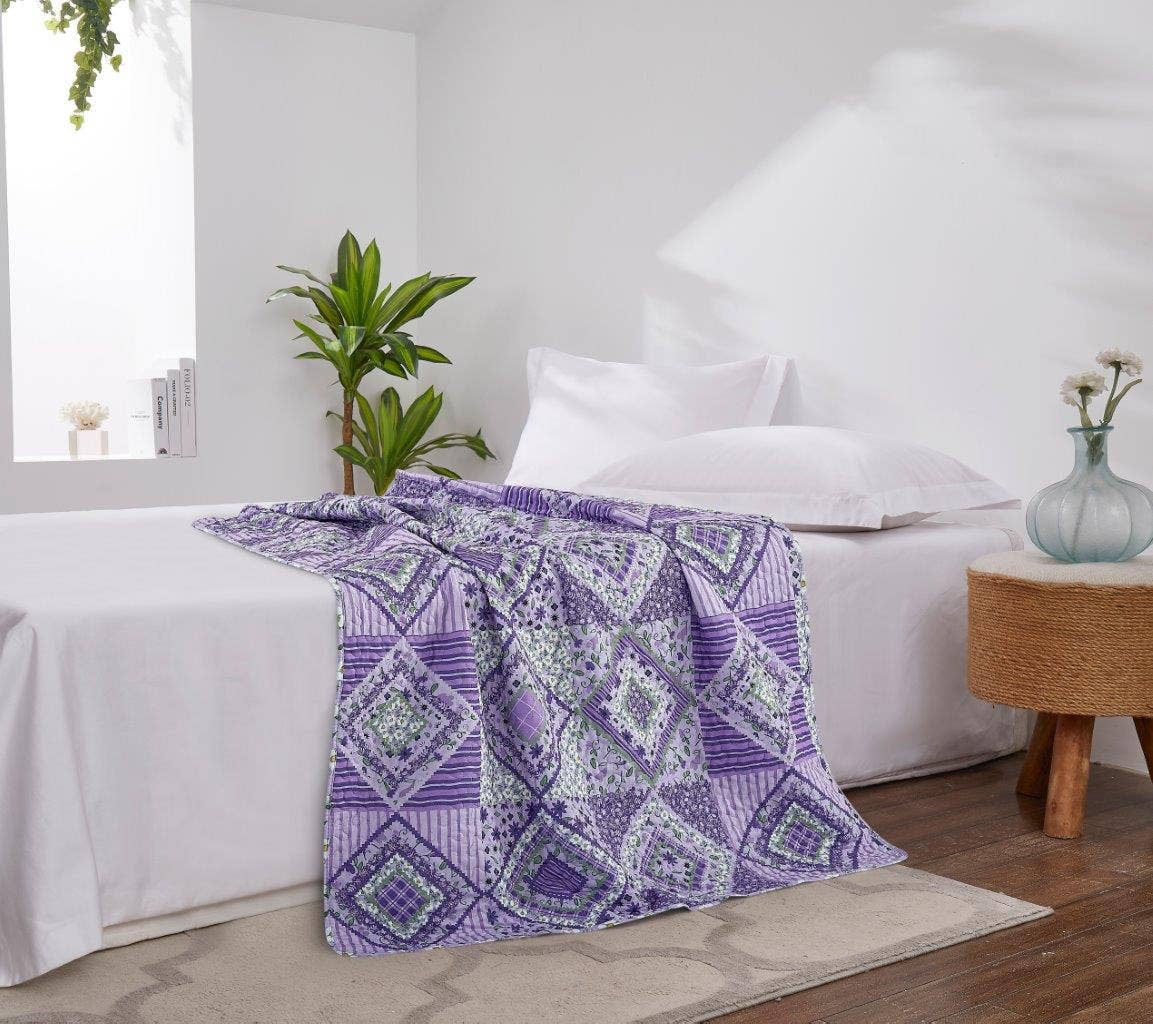 “Lavender Fields"  Quilted Throw Blanket 50"x60"