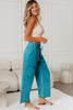 Medium Grey Mineral Wash Lace-up High Waist Raw Hem Patched Pocket Pants