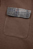 Brown Plaid Patchwork Button Down Drawstring Hooded Shacket
