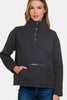 Zenana Turtleneck Half Snap Fleece Sweatshirt