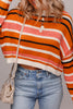 Orange Stripe Drop Shoulder Cropped Pullover Sweater