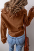 Chestnut Collared V Neck Ribbed Edge Sweater