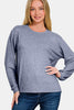 Zenana Hacci Round Neck Long Sleeve T-Shirt