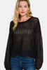 Zenana Hollow Out Long Sleeve Knit Cover Up