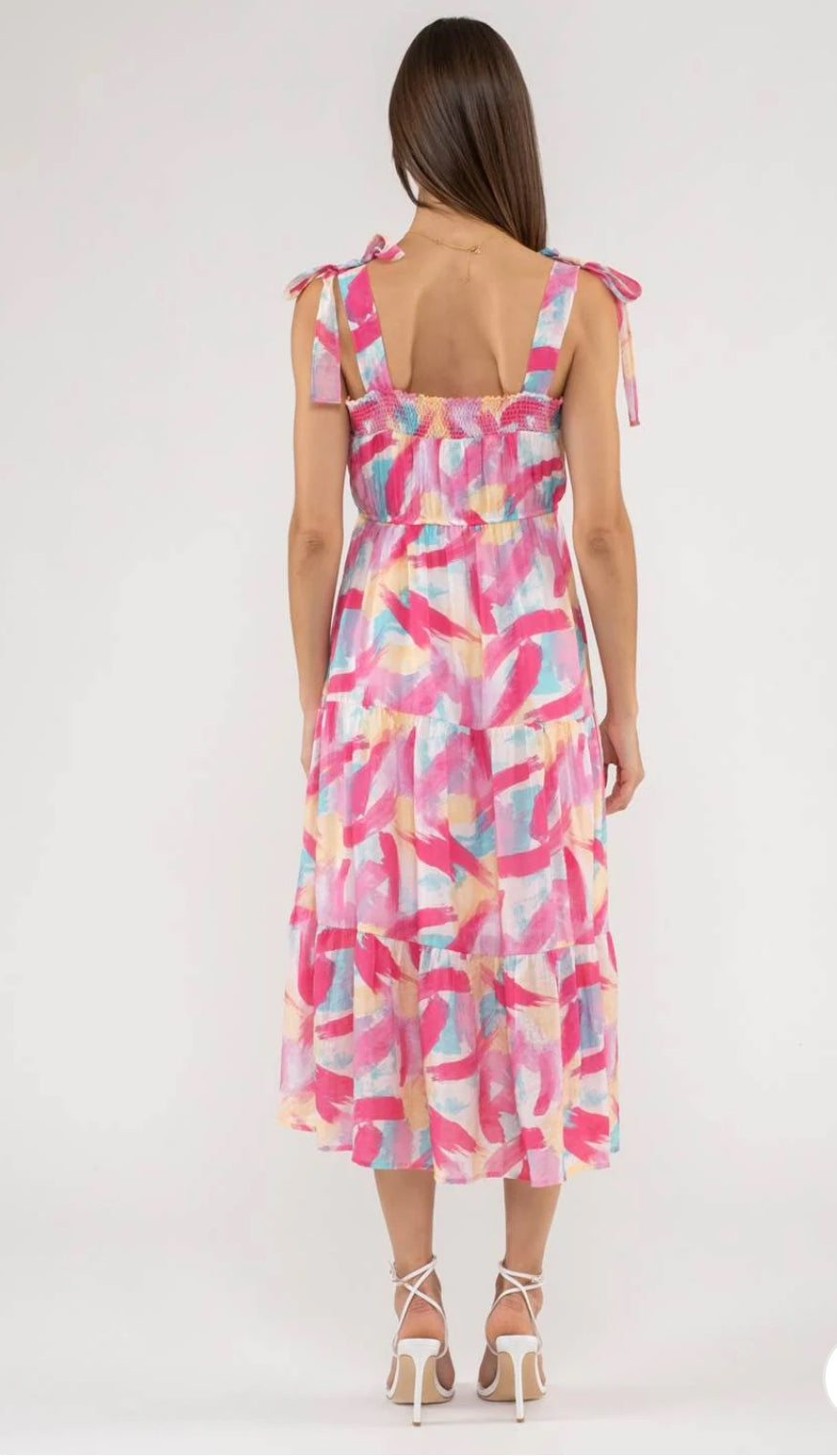 Fuschia Multicolored Printed Midi Dress