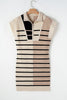 Stripe Color Block Zip Short Sleeve Sweater Dress