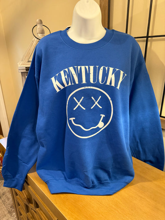 Blue Kentucky Smiley Sweatshirt