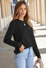 Chicory Coffee Solid Exposed Seam Crew Neck Long Sleeve Top