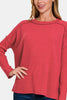 Zenana Full Size Exposed Seam Brushed Round Neck Sweater