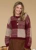 Burgundy Plaid Knit Sweater
