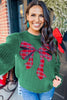 Evergreen Plaid Bow Graphic Christmas Sweater