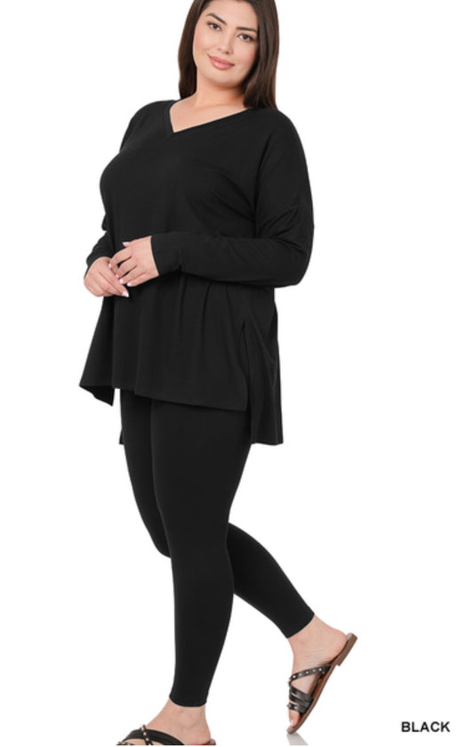 Black Microfiber Loungewear Set