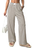 Black Stripe Elastic High Waist Pocketed Loose Pants