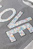 Dark Grey LOVE Graphic Exposed Seam Patchwork Uneven Hem Chic Sweatshirt