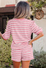 Pink Stripe Puff Short Sleeve T Shirt Matching Shorts Set