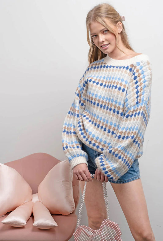 Denim Multicolor Knit Pullover Sweater