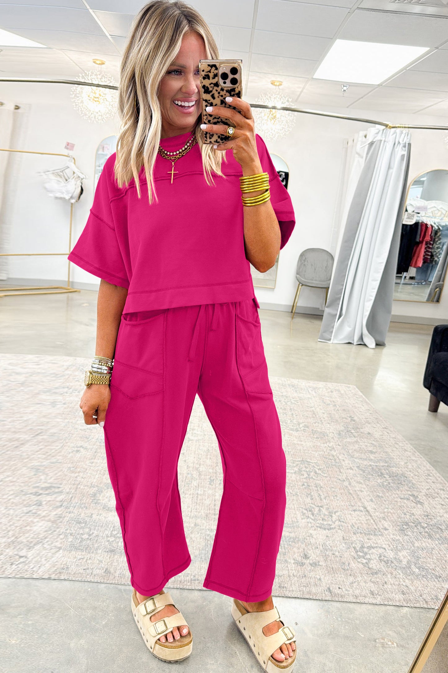 Sky Blue Drop Shoulder Boxy Tee and Barrel Pants Set