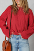 Fiery Red Cable Knit Baggy Sweater