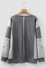 Dark Grey LOVE Graphic Exposed Seam Patchwork Uneven Hem Chic Sweatshirt