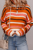 Orange Stripe Drop Shoulder Cropped Pullover Sweater
