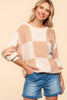 Haptics Full Size Checkered Round Neck Drop Shoulder Sweater