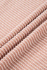 Pale Chestnut Horizontal Twist Ribbed Drawstring Cowl Neck Knit Top