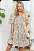 ADORA Floral Square Neck Puff Sleeve Dress