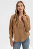 Almond Split Neck Long Sleeve