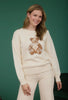 Teddy Jacquard Crew Neck Knit Pullover Sweater