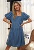 ADORA Square Neck Puff Sleeve Denim Dress