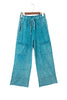 Medium Grey Mineral Wash Lace-up High Waist Raw Hem Patched Pocket Pants