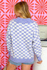 Checkered Collared Buttons Plus Size Sweater