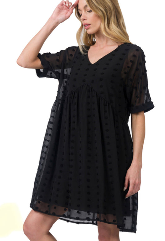 Black Swiss Dot Dress