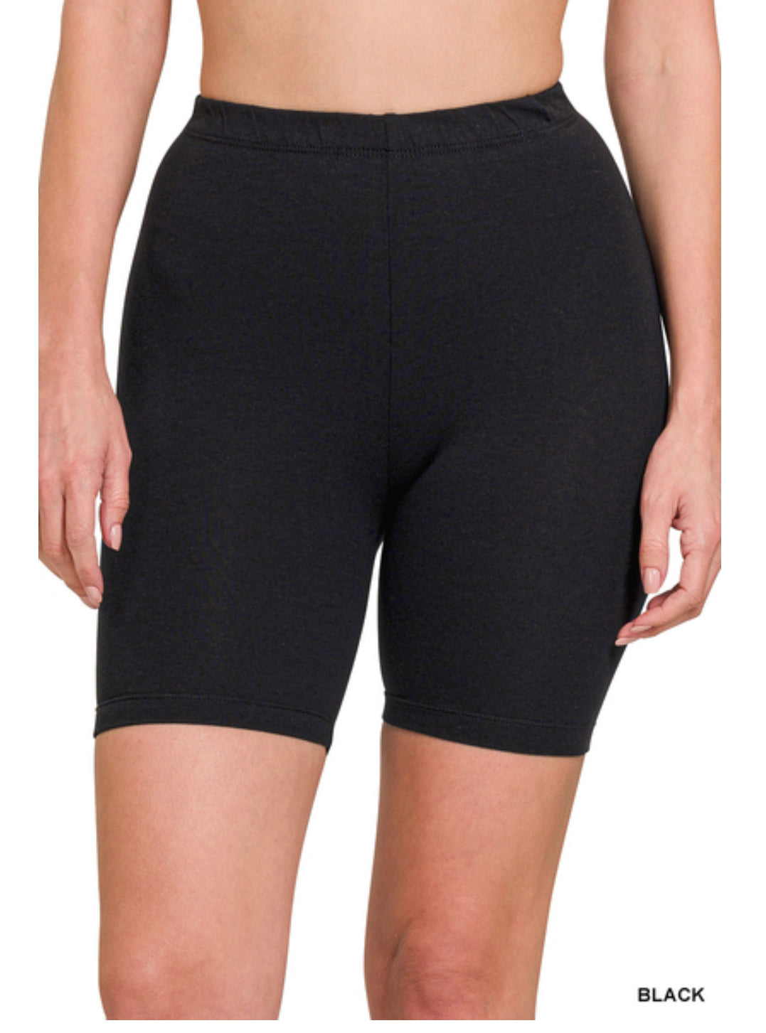 Black Cotton Biker Shorts