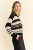 Davi & Dani Contrast Striped Crochet Drop Shoulder Knit Cover Up