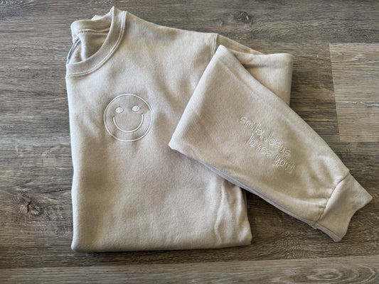 Embroidered Smile Jesus Loves You Sweatshirt
