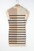 Stripe Color Block Zip Short Sleeve Sweater Dress