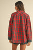 Annie Wear Contrast Plaid Long Sleeve Top and Shorts Set