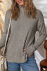 Gray Morn Ribbed High Neck Knitted Pullover Top
