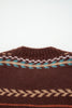 Brown Ethnic Pattern Mohair Knitted Drop Shoulder Sweater